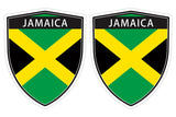 Jamaica flag Shield shape decal car bumper window sticker set of 2,  SH031