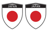 Japan flag Shield shape decal car bumper window sticker set of 2,  SH030