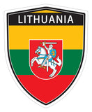 Lithuania flag Shield shape decal car bumper window sticker set of 2,  SH033
