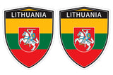 Lithuania flag Shield shape decal car bumper window sticker set of 2,  SH033