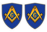 Mason Masonic freemasonry flag Shield shape decal car bumper window sticker set of 2,  SH064