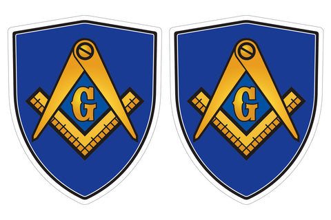 Mason Masonic freemasonry flag Shield shape decal car bumper window sticker set of 2,  SH064