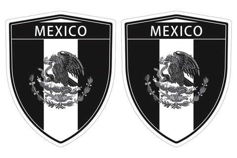 Mexico Black flag Shield shape decal car bumper window sticker set of 2,  SH035