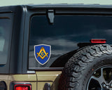 Mason Masonic freemasonry flag Shield shape decal car bumper window sticker set of 2,  SH064