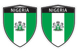 Nigeria flag Shield shape decal car bumper window sticker set of 2,  SH036