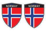 Norway flag Shield shape decal car bumper window sticker set of 2,  SH037