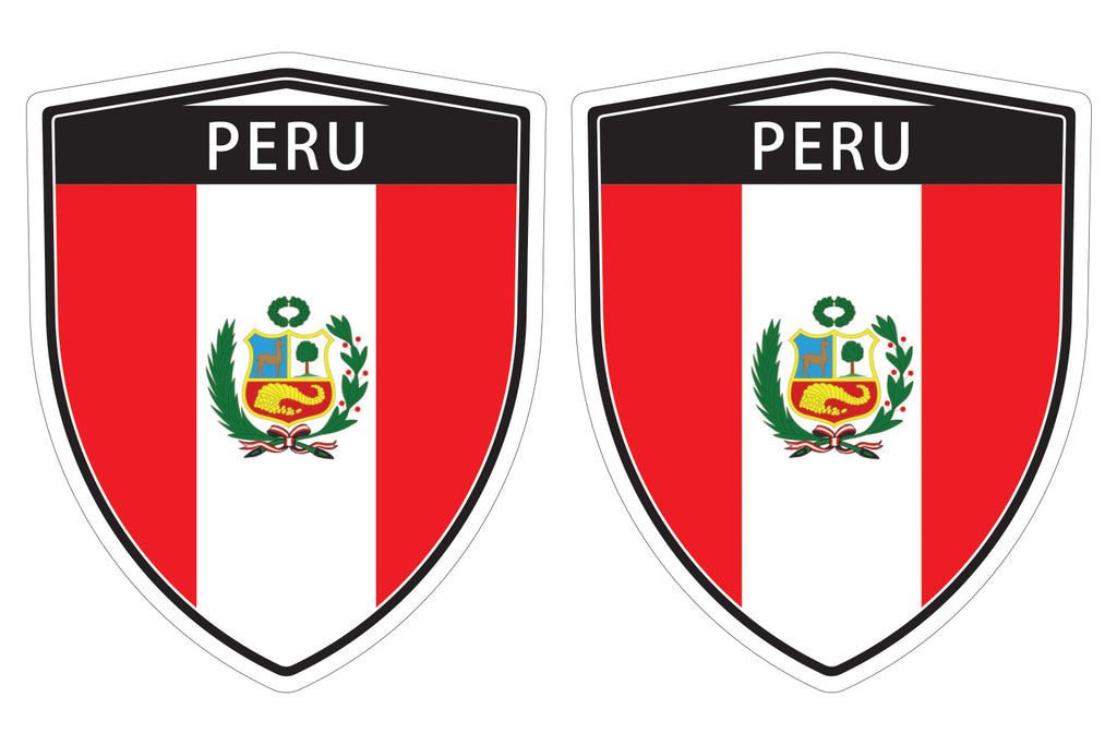 Peru Peruvian flag Shield shape decal car bumper window sticker set of ...