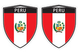 Peru Peruvian flag Shield shape decal car bumper window sticker set of 2,  SH038