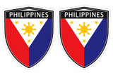 Philippines Philippine flag Shield shape decal car bumper window sticker set of 2,  SH039