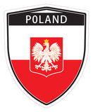 Poland Polish Polska flag Shield shape decal car bumper window sticker set of 2,  SH040