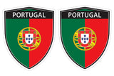 Portugal flag Shield shape decal car bumper window sticker set of 2,  SH041