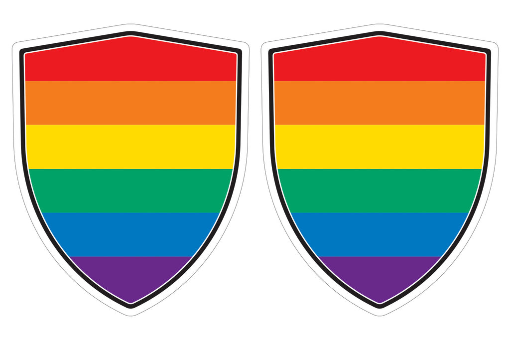Pride LGBT gay Lesbian flag Shield shape decal car bumper window sticker set of 2,  SH065