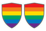 Pride LGBT gay Lesbian flag Shield shape decal car bumper window sticker set of 2,  SH065