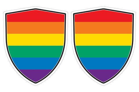 Pride LGBT gay Lesbian flag Shield shape decal car bumper window sticker set of 2,  SH065