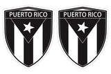 Puerto Rico Black flag Shield shape decal car bumper window sticker set of 2,  SH043