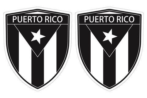 Puerto Rico Black flag Shield shape decal car bumper window sticker set of 2,  SH043