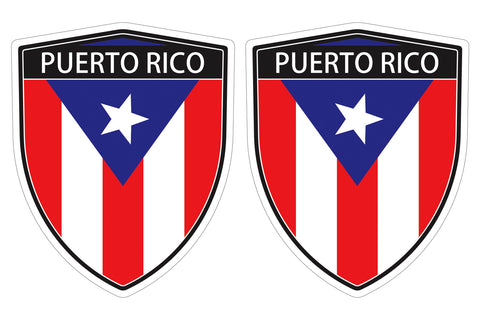 Copy of Puerto Rico flag Shield shape decal car bumper window sticker set of 2,  SH042