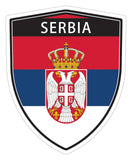 Serbia flag Shield shape decal car bumper window sticker set of 2,  SH044