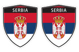 Serbia flag Shield shape decal car bumper window sticker set of 2,  SH044