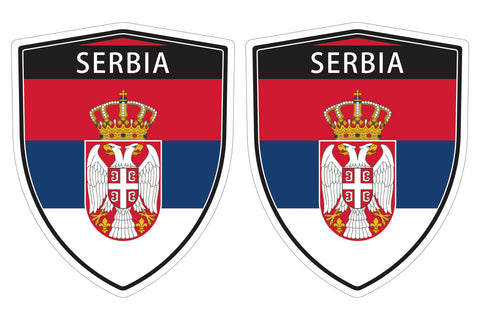 Serbia flag Shield shape decal car bumper window sticker set of 2,  SH044