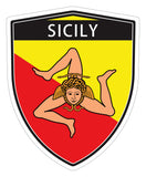 Sicily Italy Italian flag Shield shape decal car bumper window sticker set of 2,  SH046