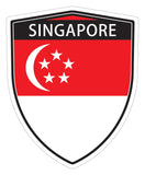 Singapore flag Shield shape decal car bumper window sticker set of 2,  SH045