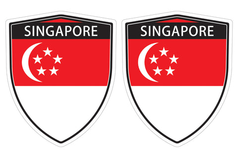 Singapore flag Shield shape decal car bumper window sticker set of 2,  SH045