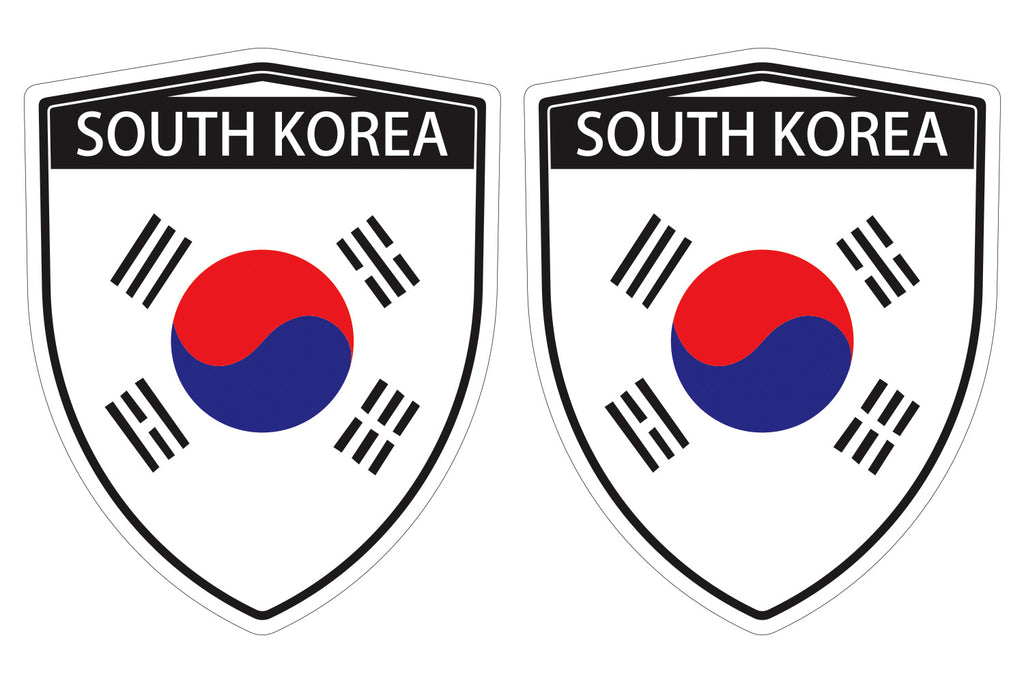 South Korea flag Shield shape decal car bumper window sticker set of 2,  SH047