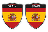 Spain Spanish flag Shield shape decal car bumper window sticker set of 2,  SH048