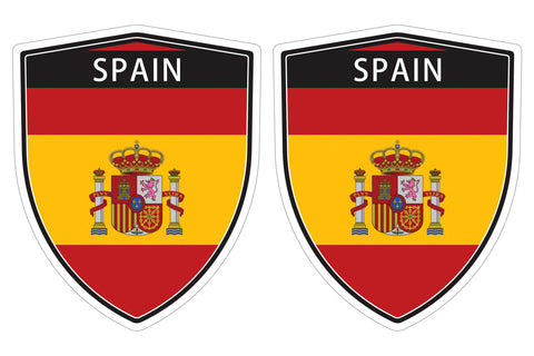 Spain Spanish flag Shield shape decal car bumper window sticker set of 2,  SH048