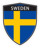 Sweden Swedish flag Shield shape decal car bumper window sticker set of 2,  SH050