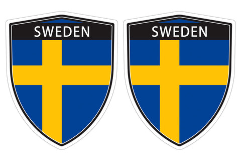 Sweden Swedish flag Shield shape decal car bumper window sticker set of 2,  SH050