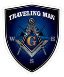 Traveling Man Mason masonic flag Shield shape decal car bumper window sticker set of 2,  SH067