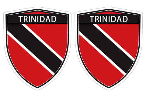 Trinidad and Tobago flag Shield shape decal car bumper window sticker set of 2,  SH051