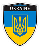 Ukraine Ukrainian Flag with Trident Tryzub Shield shape decal car bumper window sticker set of 2,  SH054