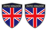 United Kingdom British Great Britain Flag Shield shape decal car bumper window sticker set of 2,  SH056