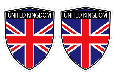 United Kingdom British Great Britain Flag Shield shape decal car bumper window sticker set of 2,  SH056