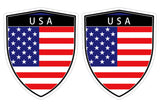 USA American Flag Shield shape decal car bumper window sticker set of 2,  SH057