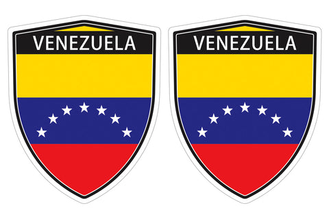 Venezuela Flag Shield shape decal car bumper window sticker set of 2,  SH059