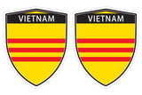 Vietnam Flag Shield shape decal car bumper window sticker set of 2,  SH060