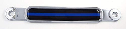 Police Thin Blue line Flag Chrome Emblem Screw On car License Plate Decal Badge