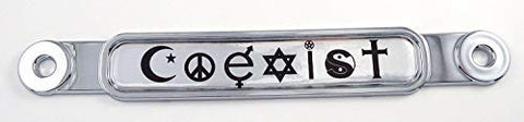 Coexist Flag Chrome Emblem Screw On car License Plate Decal Badge