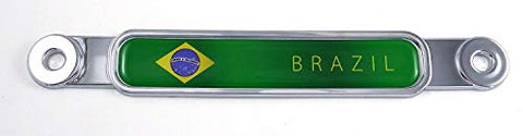 Brazil Brazilian Flag Chrome Emblem Screw On Car License Plate Decal Badge
