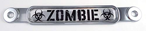 Zombie Flag Chrome Emblem Screw On car License Plate Decal Badge