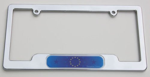 EU European Union Chrome plated ABS License Plate Frame holder cover with free caps