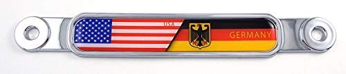 USA Germany German Flag Chrome Emblem Screw On car License Plate Decal Badge