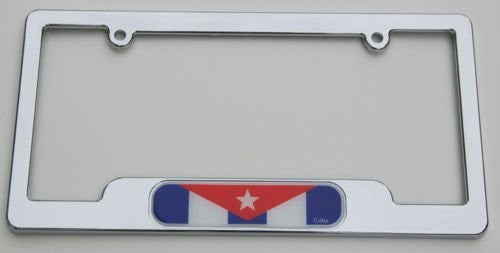 Cuba Chrome Plated ABS License Plate Frame Holder Cuban 3D Decal Free caps