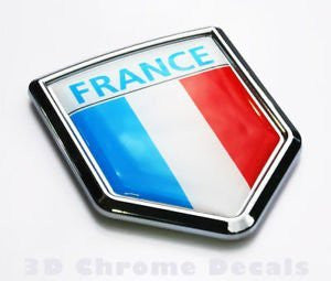 France Flag Emblem Chrome Car French Decal Sticker 3D badge