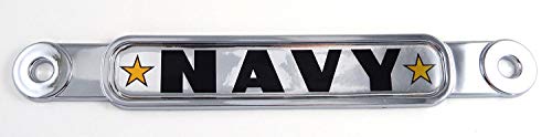 Navy Flag Chrome Emblem Screw On car License Plate Decal Badge