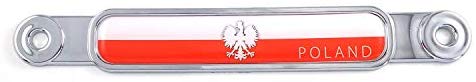 Poland Polska Polish Flag Chrome Emblem Screw On car License Plate Decal Badge